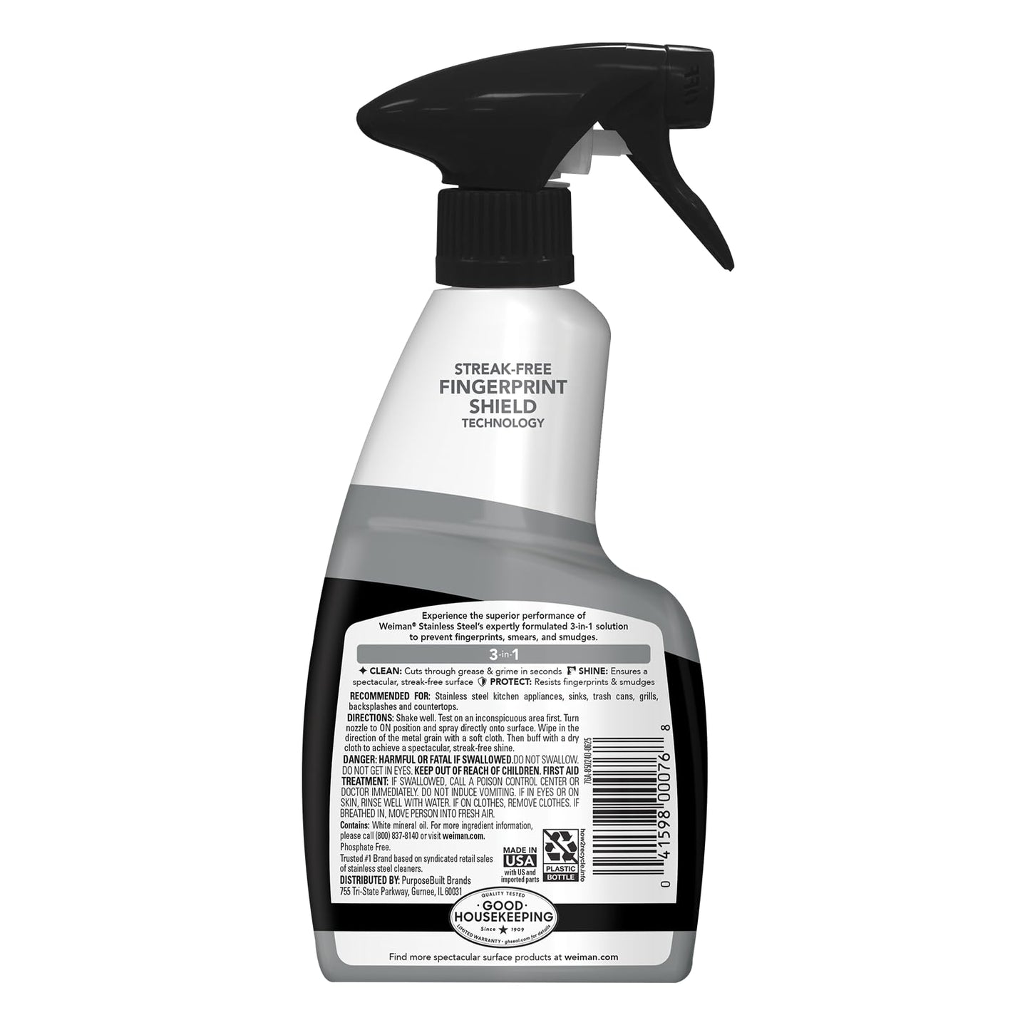 Weiman Stainless Steel Cleaner & Polish, 2 Pack, Anti Fingerprint Spray Stainless Steel Cloth, Water Spots & Grease, No Streaks or Residue, Safe for Metal Polish, Chrome, Appliances, Sinks & Grills