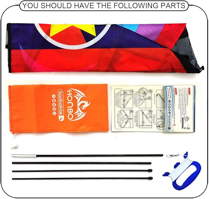 HONBO 58" Fighter Plane - Kite for Kids & Adults, Easy to Fly, Beach Trip Beginner Kite with Reel and 200ft String