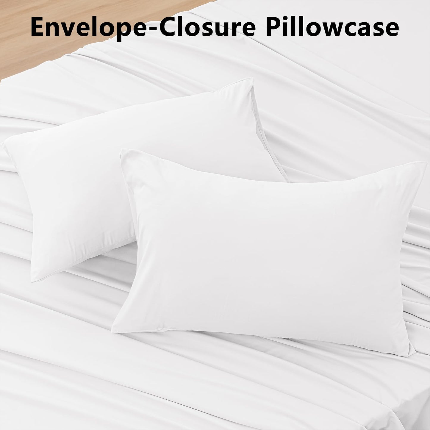 USXIBEI Queen Size 4 Piece Sheet Set - Hotel Luxury Bedding for Queen Size Bed - Soft and Breathable Bed Sheets Set - Deep Pocket Sheets,Wrinkle & Fade Resistant(Queen, White)