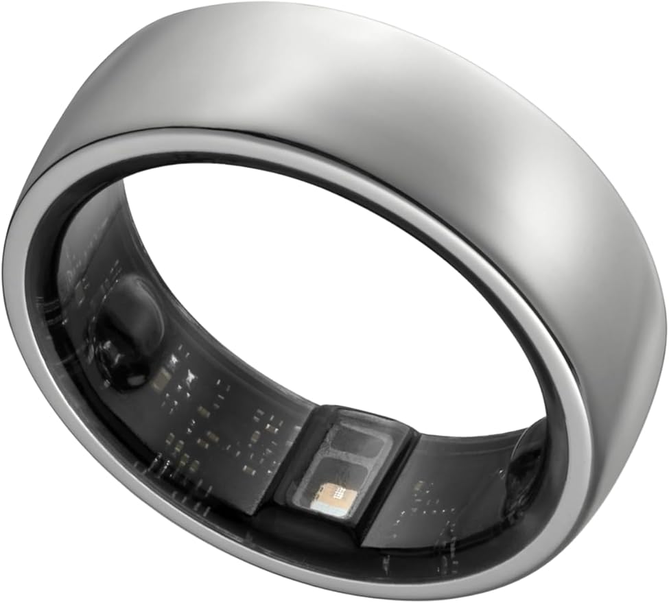Smart Ring, Activity Trackers, Sleep Ring, Fitness Tracking, Stress Tracker, Heart Rate, Meditation, Temperature, Respiratory, No App Subscription, Women, Men, iOS, Android (Silver, 8)