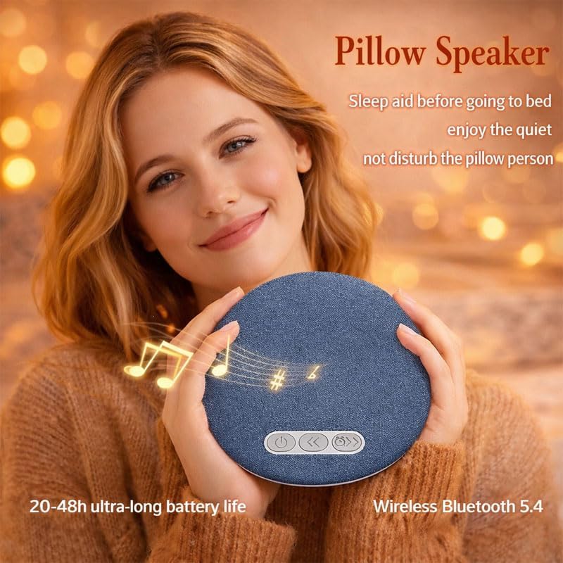Generic 2026 Upgraded Ultra-Thin Bluetooth Pillow Speaker, Flat Under Pillow Speakers with White Noise Timer, Wireless