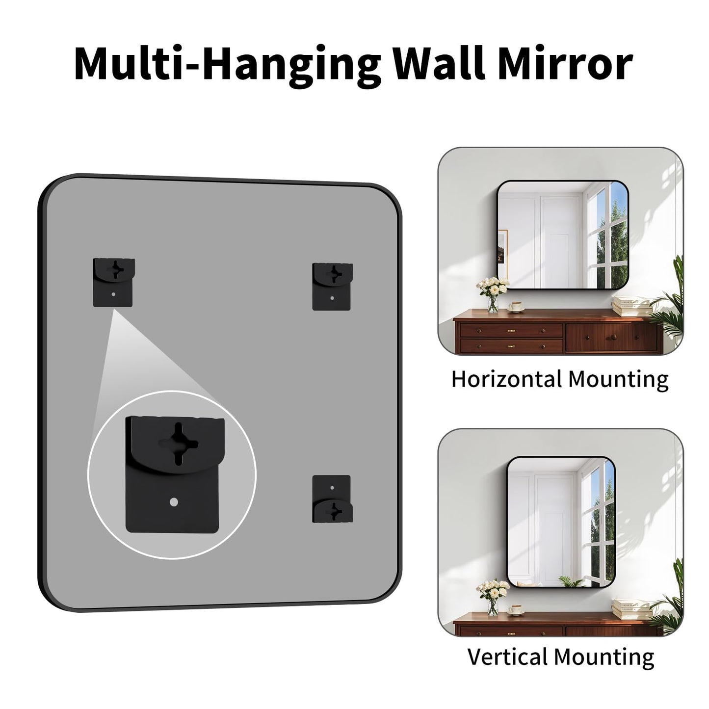 Koonmi Black Framed Bathroom Mirror - 30x36 Inch Shatterproof Tempered Glass Vanity Mirror for Bathroom Sink, Wall Mounted with Matte Aluminum Alloy Frame, No Distortion, Modern Decor