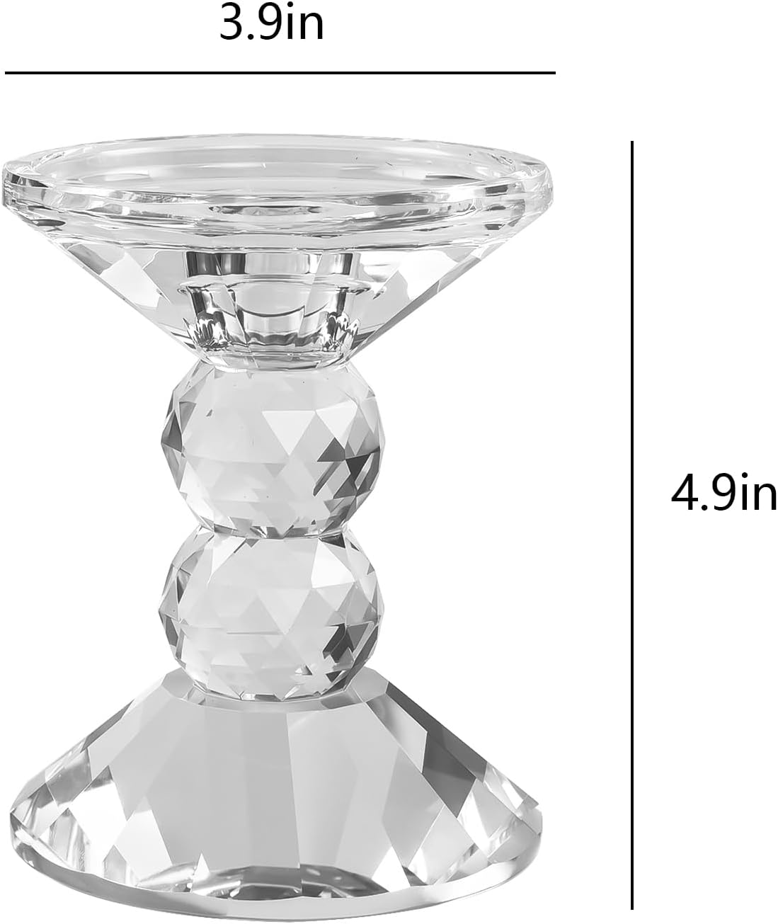 Skiennix Crystal Candle Holders - Elegant Clear Taper & Pillar Candlesticks | 4.9in Tall, Perfect for Weddings & Dining Decor