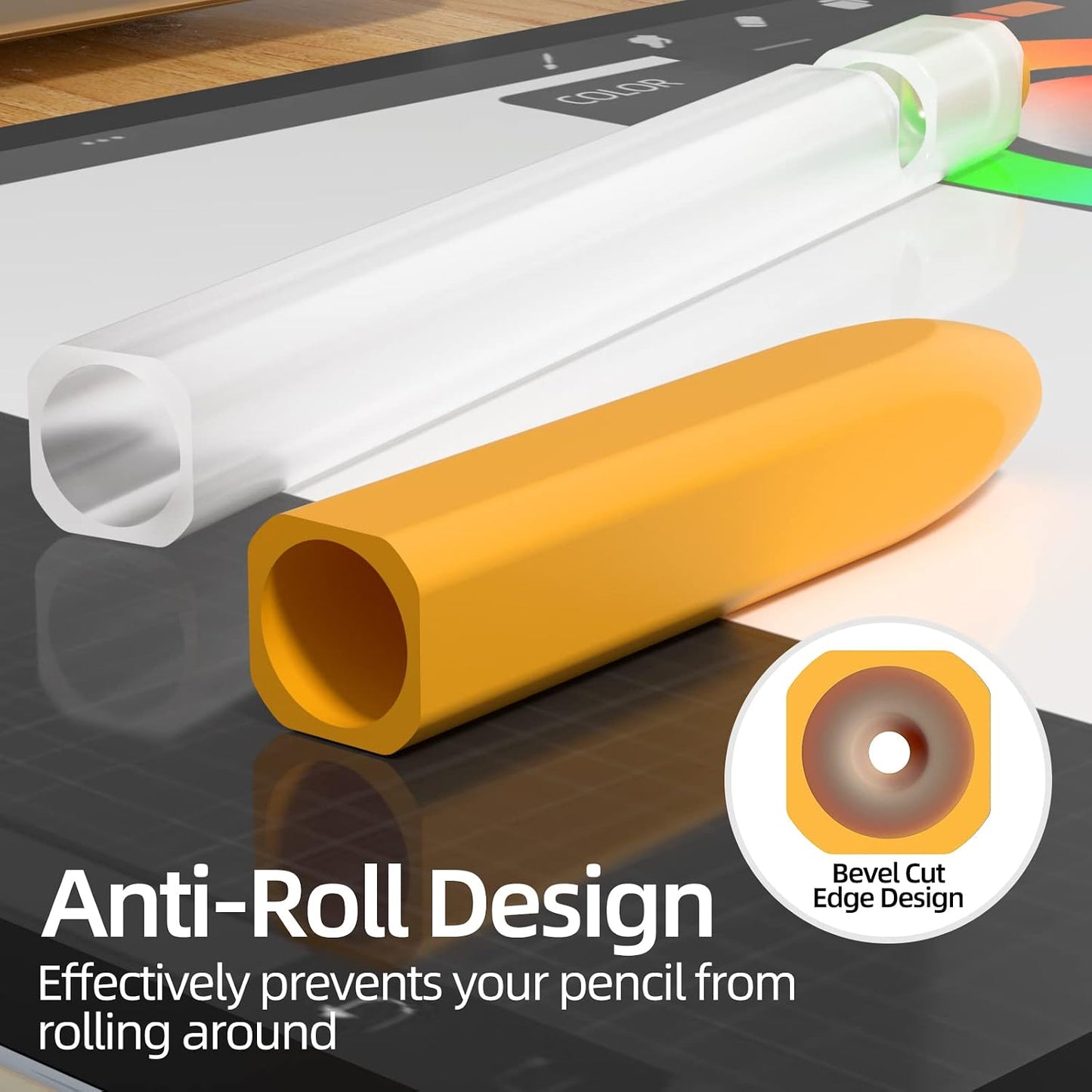 JOOSKO 1st [2 Pack] 10 Pencil Case Compatible With Apple Pencil Generation, Soft Silicone [With Tip Cover] (Yellow