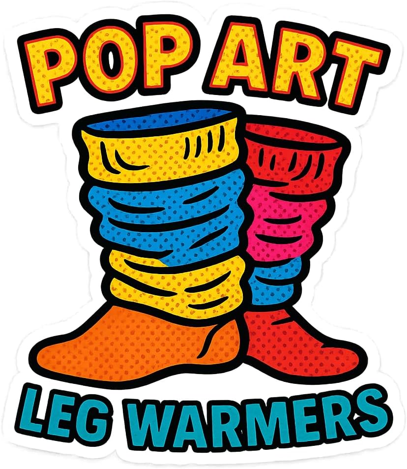 80s (2.75" 3.25"") Retro Pop Art Leg Warmers Sticker - Colorful Style Decal for Laptops, Water Bottles, Scrapbooks x"