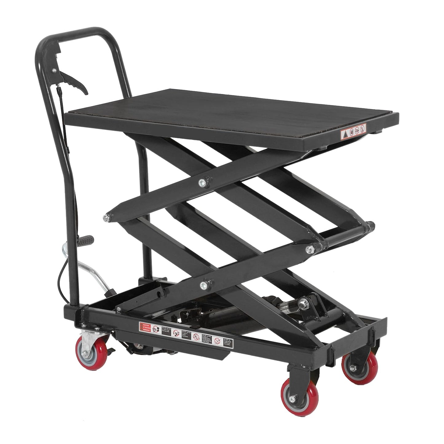 Hydraulic Lift Table Cart, Double Scissor Manual Lift Cart, 12-50.5 in Lifting Range, 330 LBS Capacity, Industrial Lifting Table with Wheels for Warehouse Shop,Black