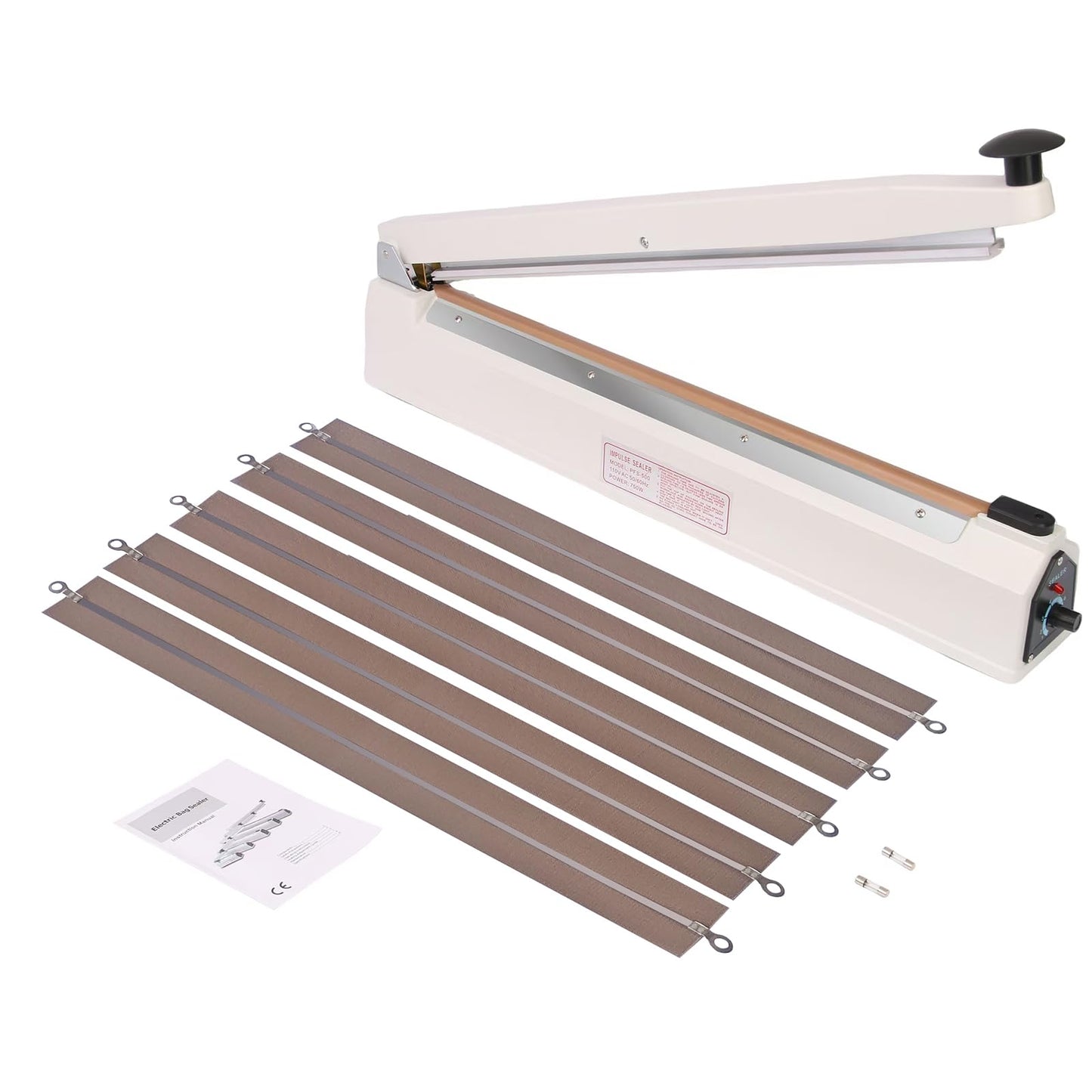 SYAMZZMS 20-Inch Impulse Bag Sealer Heavy Duty Manual Heat Sealing Machine with 15 Replacement Heating Elements Teflon Strips, 500mm Commercial Industrial Poly Bag Sealer for Plastic Mylar Bags