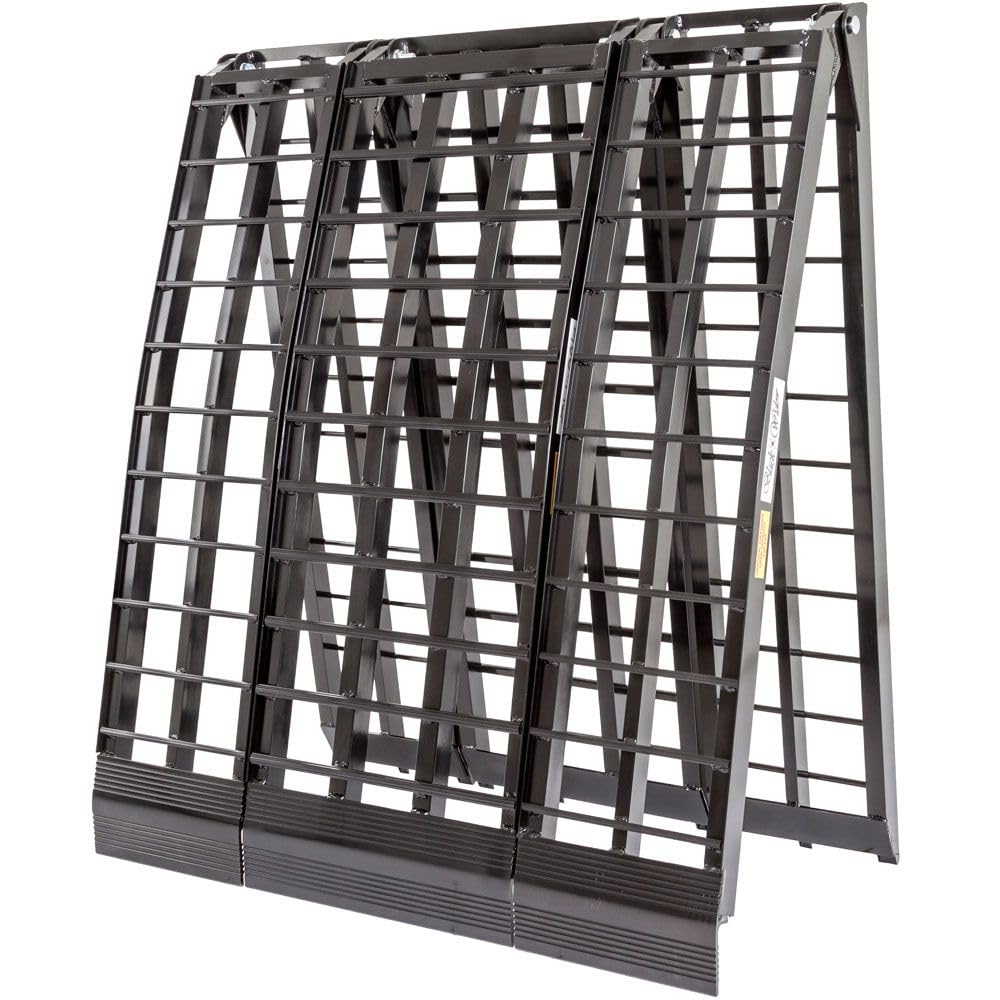 Black Widow 9' Motorcycle Loading Ramp, Extra-Wide, 1,500 lb. Capacity, Aluminum Arched Folding, Won't High Center