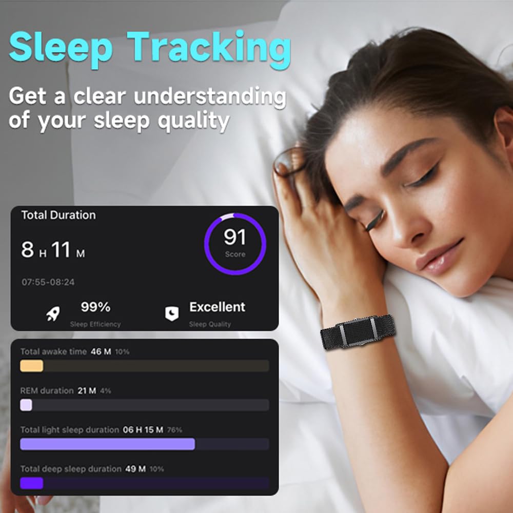 SM SEVENMORE Smart Bracelet Fitness Tracker with Body Temperature Monitoring, 24/7 Heart Rate Sleep Stress Step Monitor, 170+ Sport Modes, IP68 Waterproof Activity Tracker for Men Women (Rose Gold)