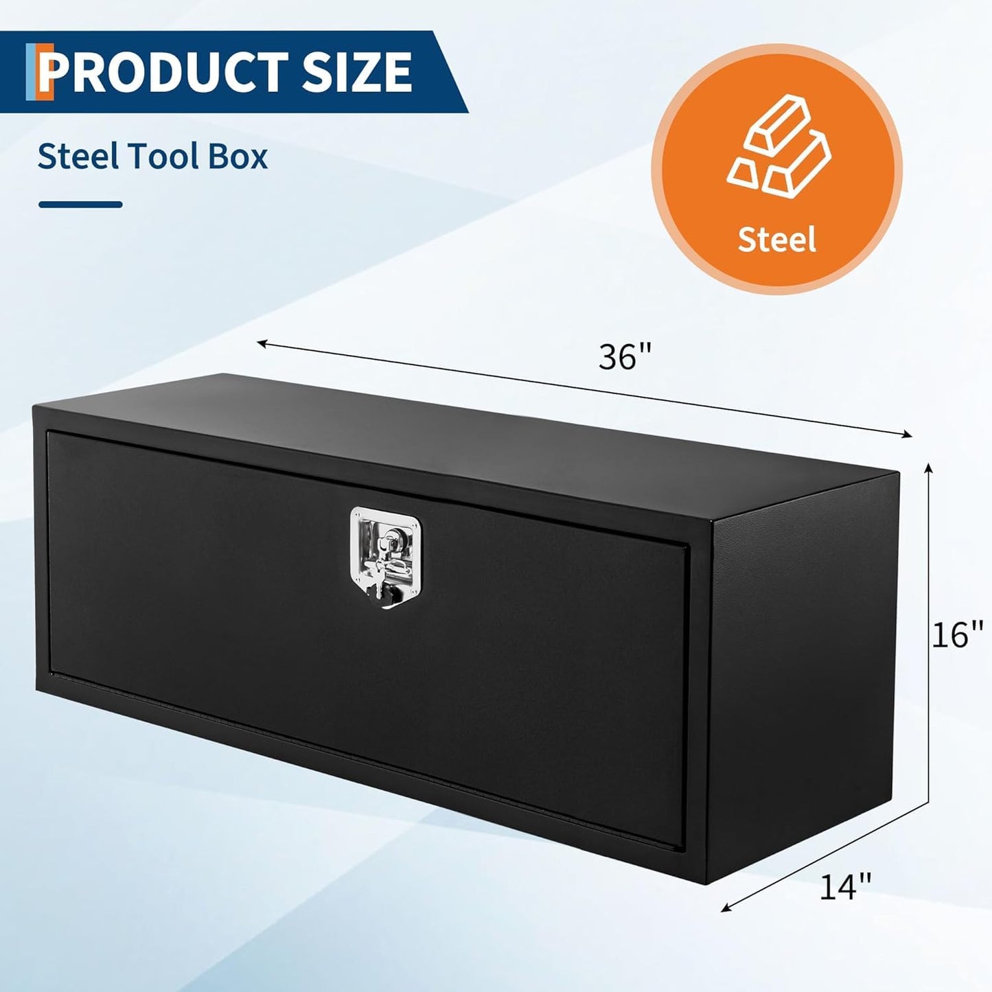 MOVECOM 36 Inch Truck Tool Box,Tool Chest Organizer w/Lock and Keys,T-Handle Lock Heavy Duty Steel Storage Tool Box, For Pickup, Truck Bed, RV, Trailer, Waterproof Box, Durable 36"x 18"x 18" Black