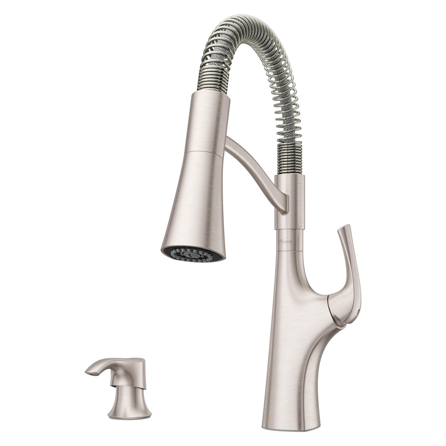 Pfister Ladera Commercial Culinary Kitchen Faucet with Pull Down Sprayer and Soap Dispenser, Single Handle, NSF Certified, Spot Defense Stainless Steel Finish, F5297LRCGS