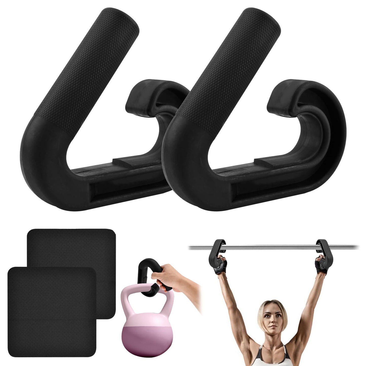 Neutral Grip Pull Up Handles, 45/90 degree Heavy Duty Angled Barbell Grips & Pull Up Bar Grips for Relieve Wrist Stress Ergonomic Hooks for Fits Pull Up Bar Grips & Barbells