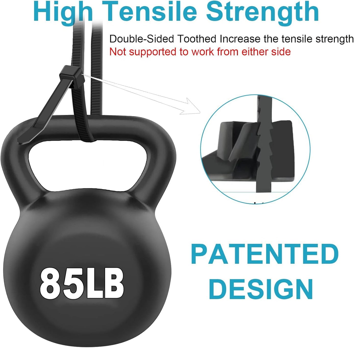 12 Inch 1000 Pack),85 LBS Zip Ties Double Sided Toothed (Bulk Tensile Strength Heavy Duty Cable Wire Ties