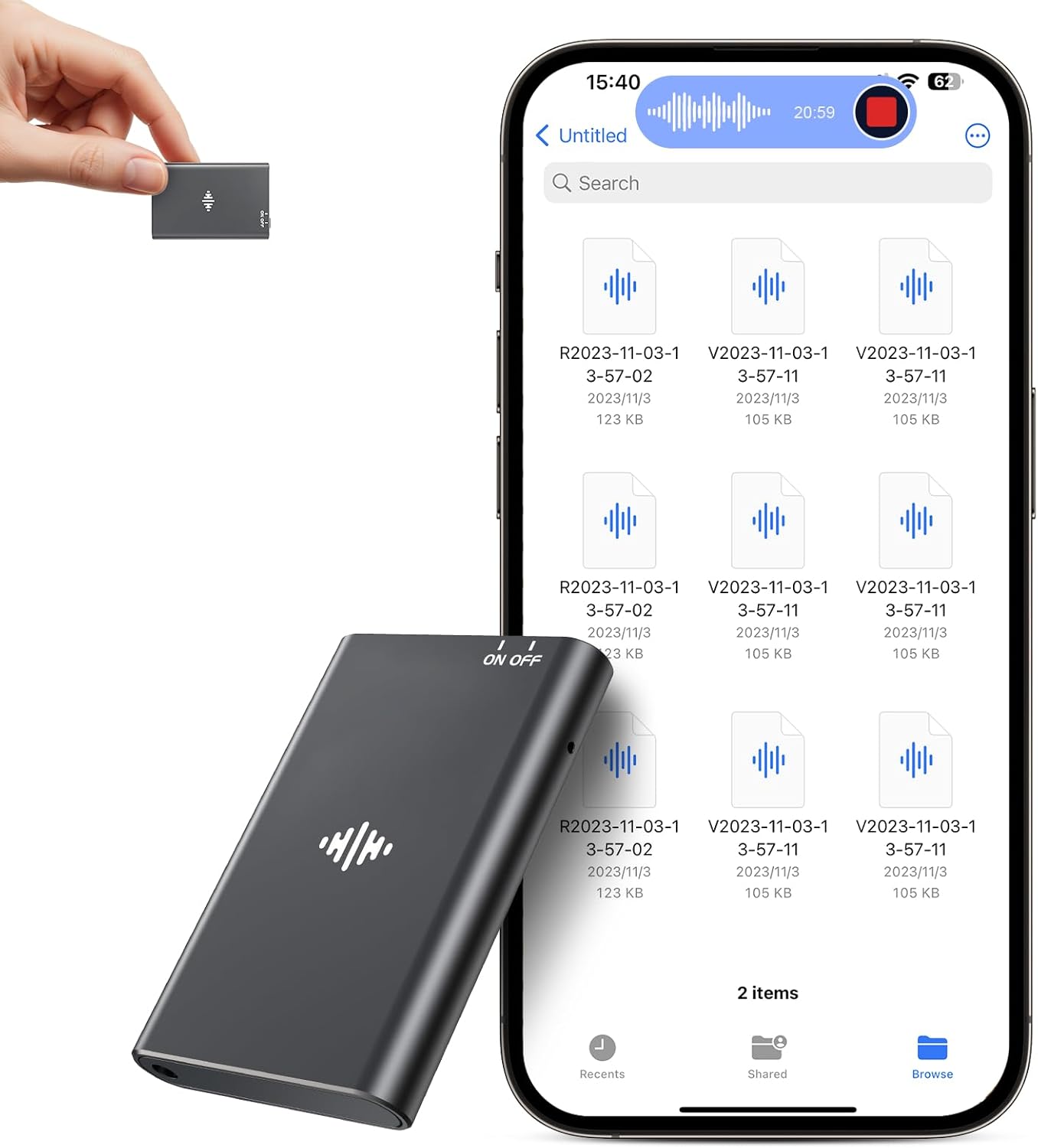 Lymorvex 16GB 4800 Magnetic Voice Recorder - Voice Activated Recorder AI-Intelligent Noise Reduction, Hours Recording
