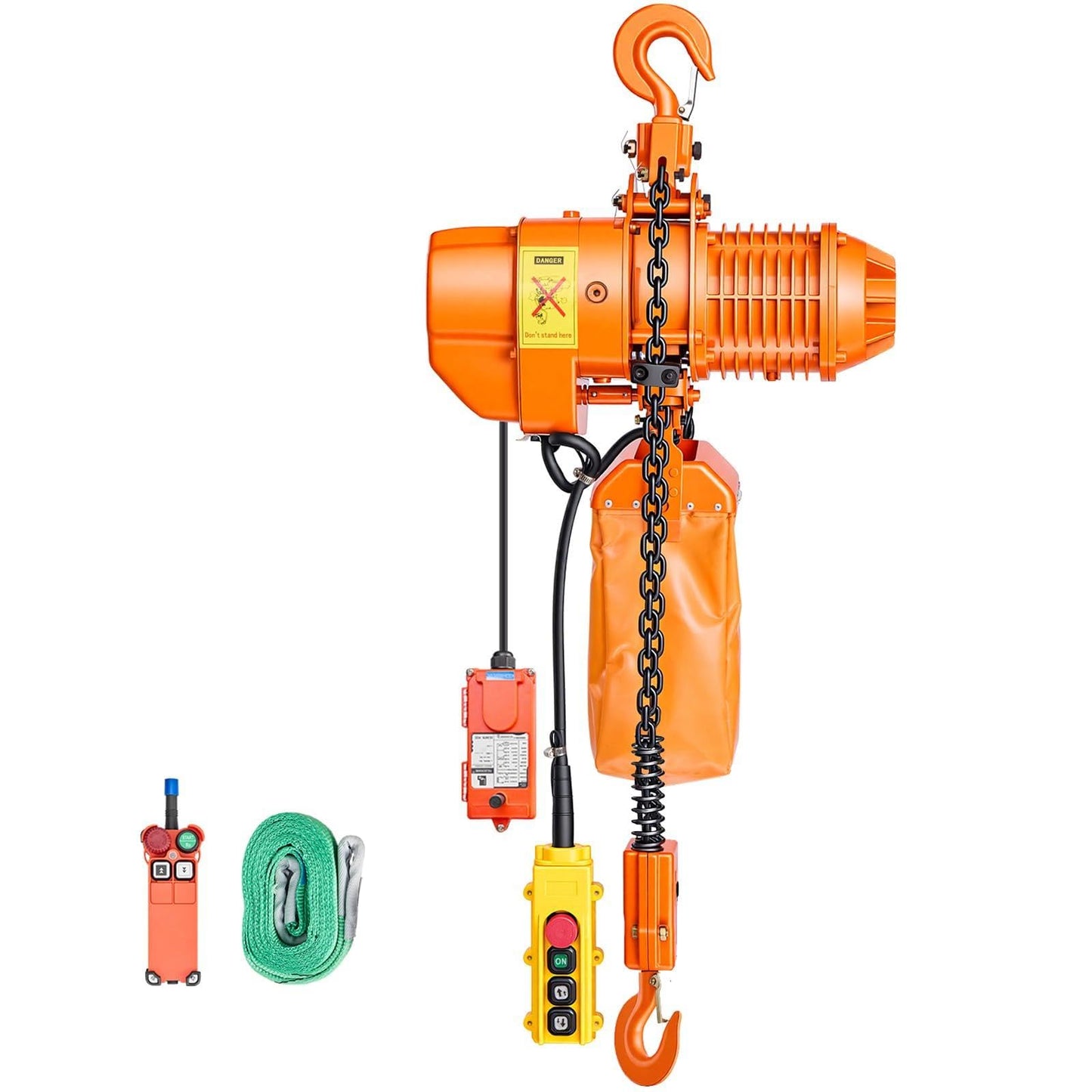 VEVOR 2200 lbs Electric Chain Hoist 2-Speed, 20 ft Lifting Height, 3-Phase 480V Overhead Crane with 328 ft Wireless & 15 ft Wired Remote Control, G80 2-Chain Hoist for Factory, Warehous, Garage