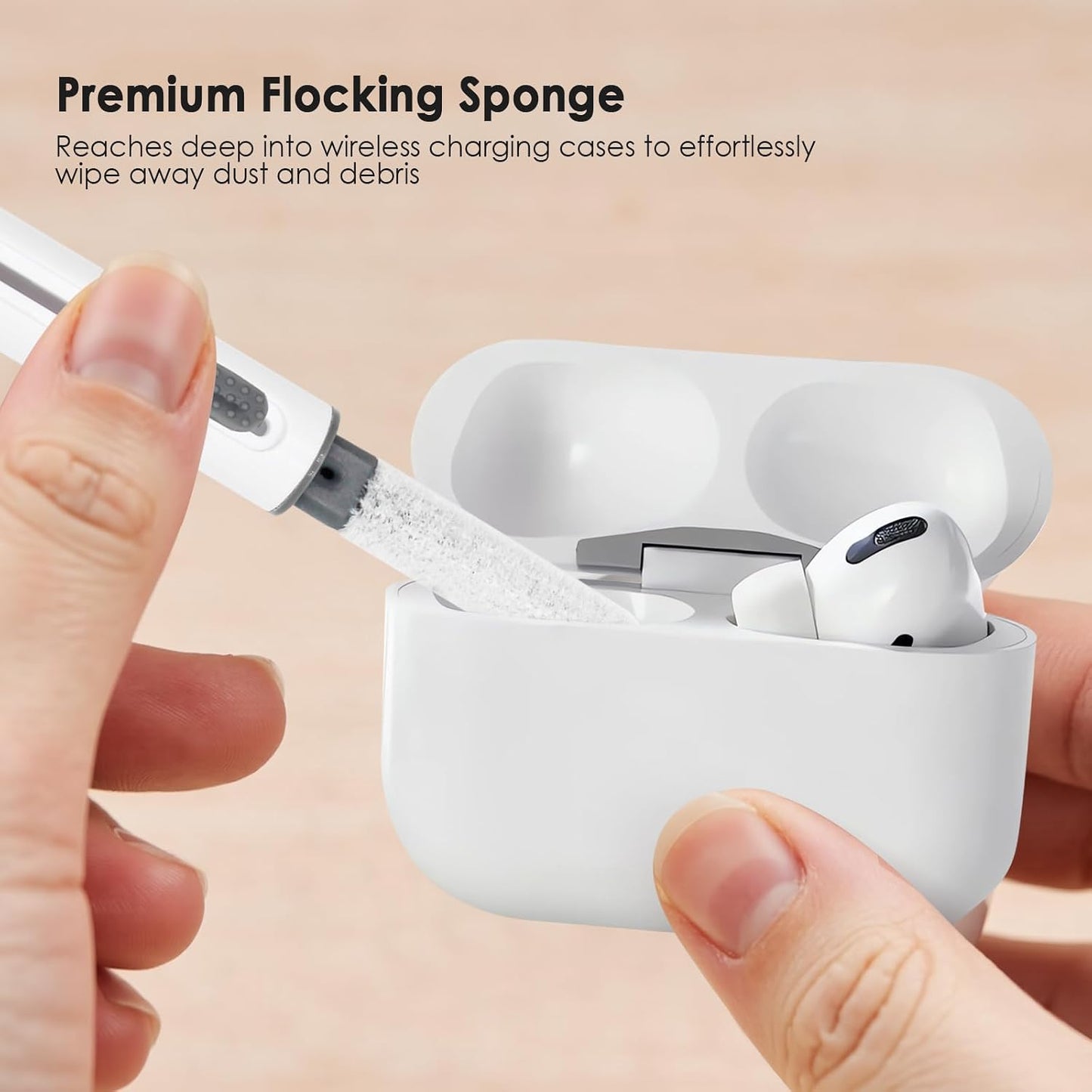 TENOC 1 2 3, Cleaner Kit for Airpods, Multi-Functional Clean Pen with Soft Brush for Airpods Pro Wireless Headphones