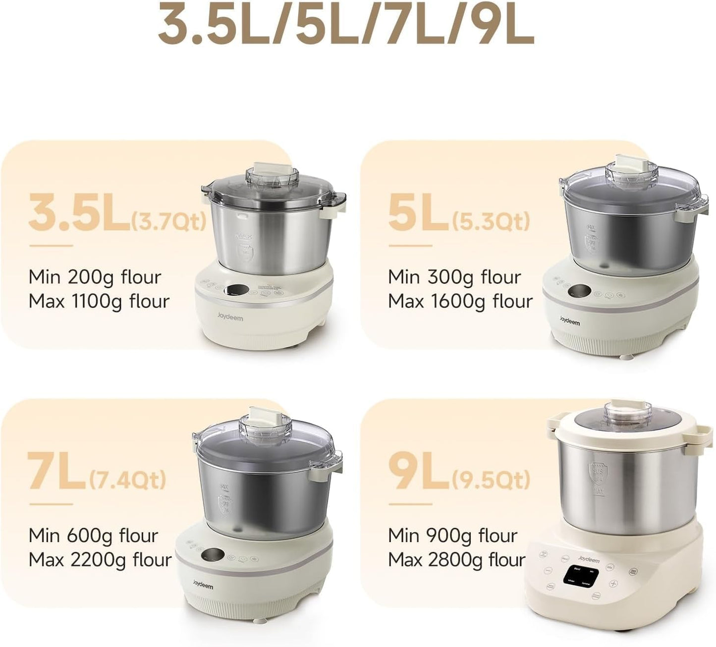 Joydeem HMJ-A701 Electric Dough Maker (7.4Qt) with Ferment Function - Ideal for Bread, Pizza, Sourdough & Dumpling Dough Mixer