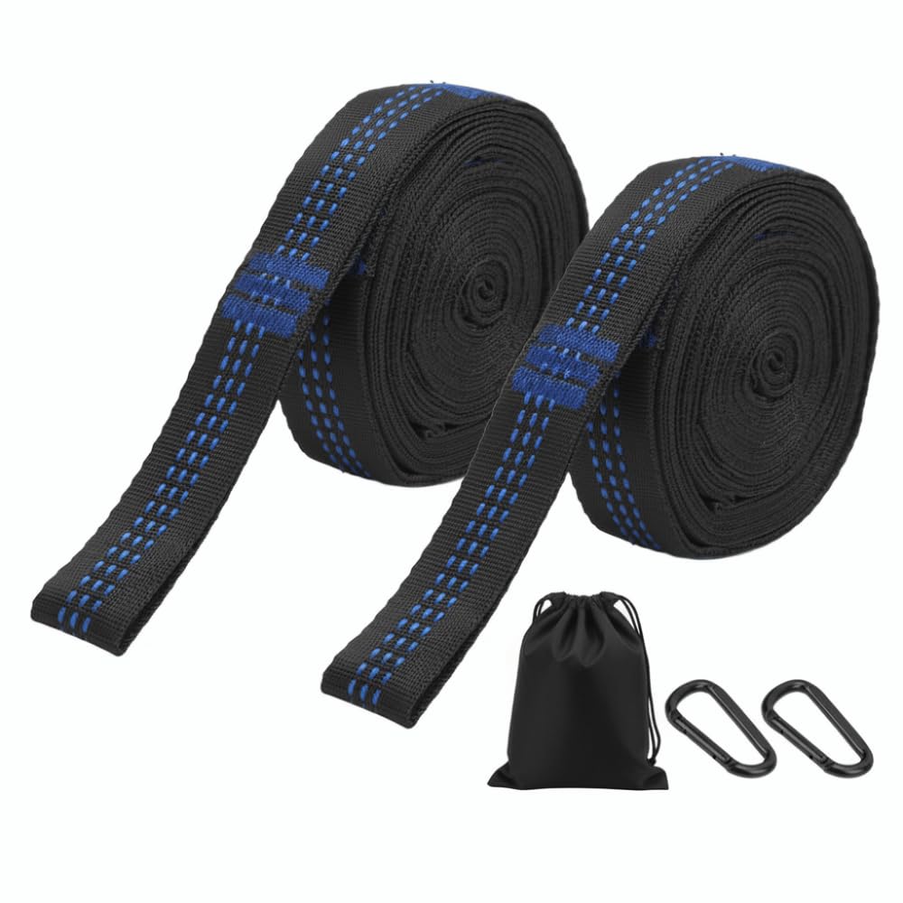 with Carabiners – 2M Heavy-Duty Adjustable Suspension Straps for Outdoor Camping, Backyard & Aerial Yoga, Includes 2 Steel Carabiners & Storage Bag