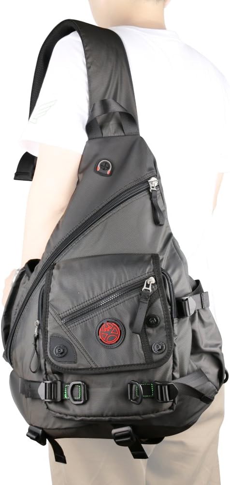 Backpack Large Sling Bag Laptop Cross Body Messenger Bag Shoulder Travel Rucksack (A-Black)