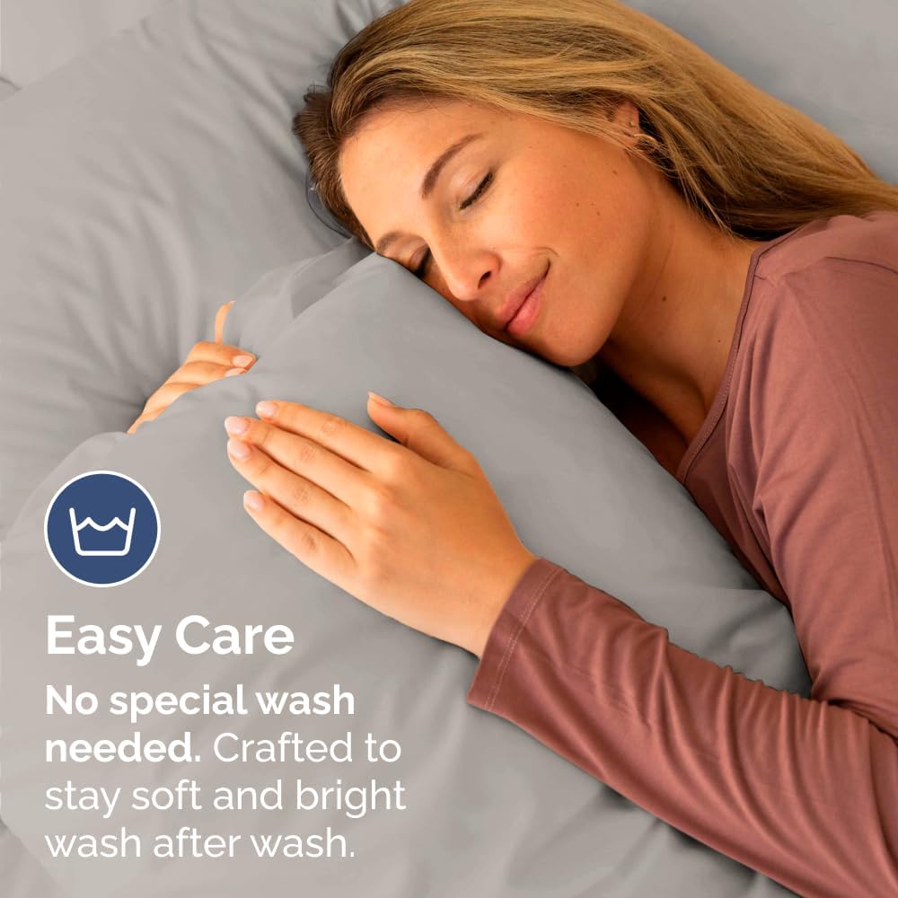 Skiennix Standard Pillow Cases Set of 4 | Ultra Soft Hotel Quality Covers - Light Grey, Machine Washable