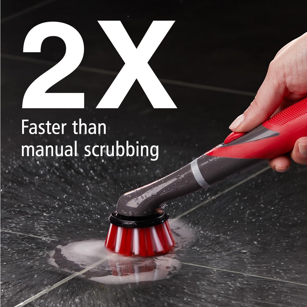 Rubbermaid Reveal Power Scrubber 5-Piece Kit, Cordless Electric Battery Powered Spin Scrub Brush, Water Resistant, for Home/Kitchen/Bathroom/Grout/Tile/Shower/Tub