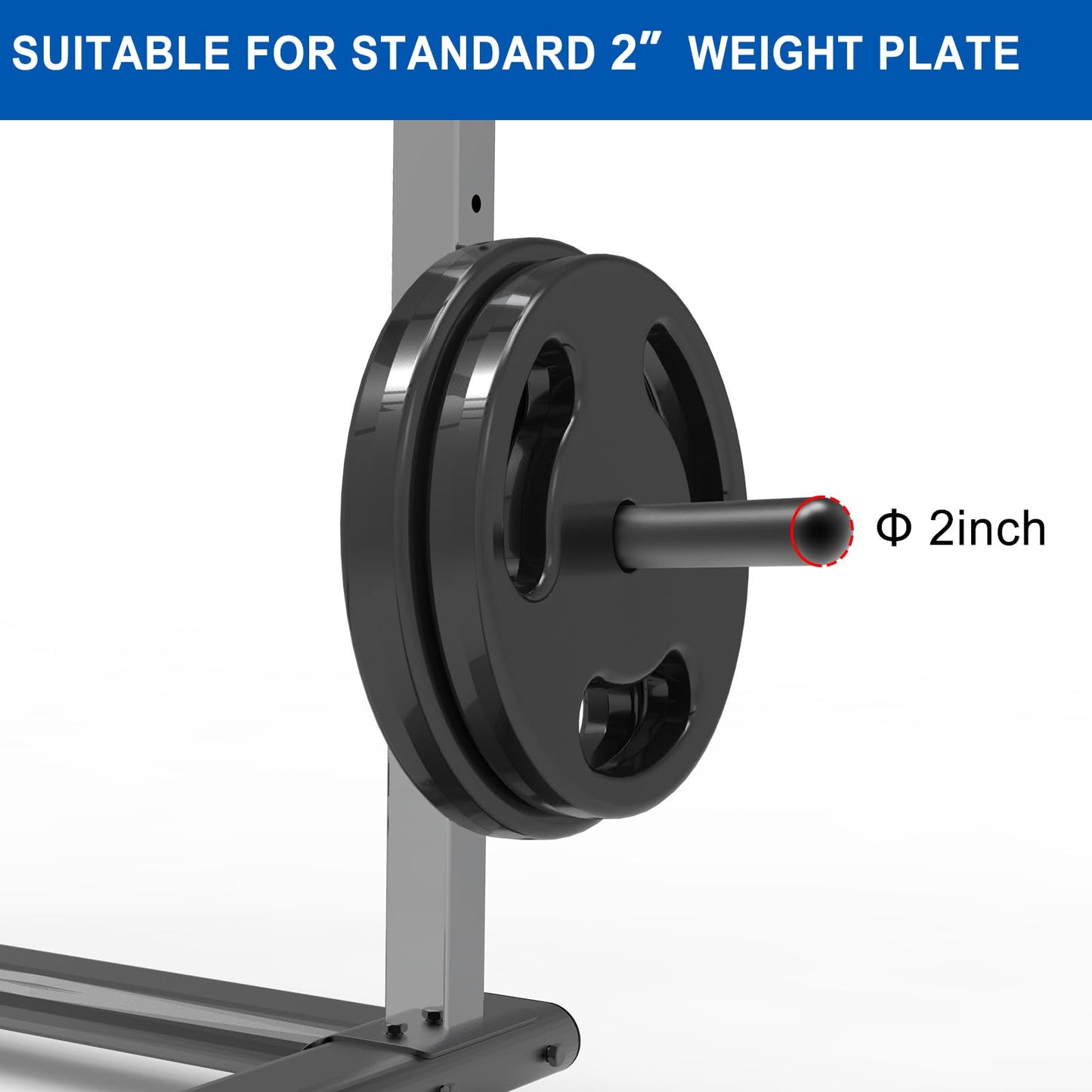 Kipika J-Hooks for Squat/Power Rack, Weight Plate Holder Set for 2" x 2" Power Rack with 5/8" or 1" Hole, Heavy Duty J-Cups Barbell Holder & Weight Storage - Fits Standard 2-inch Weight Plates (B- for 2x2 Rack with 5/8" or 1" Hole + 2" Plates)