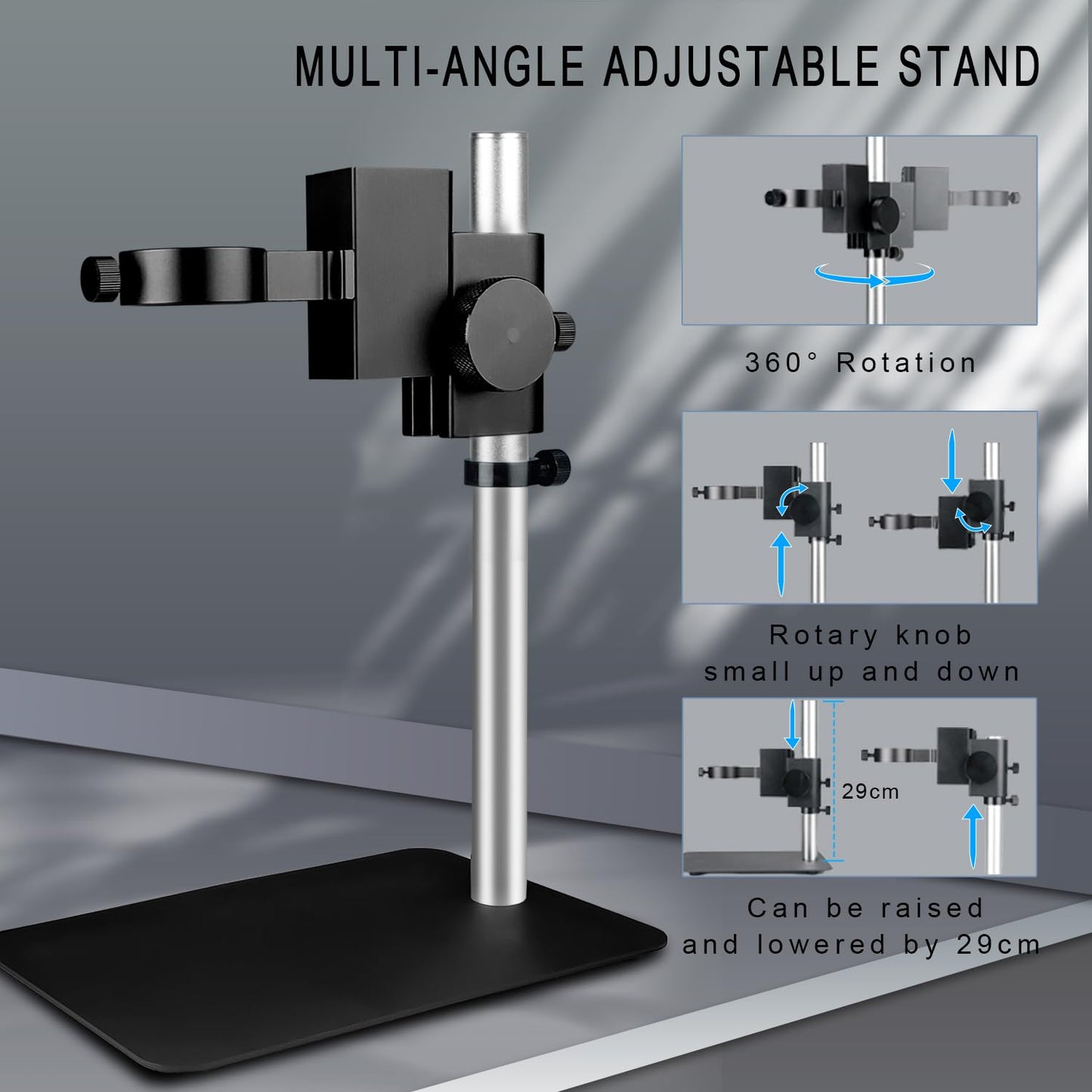 NICE-POWER Digital Microscope with Metal Base, 13MP 1080P HDMI VGA Industrial Microscope Magnifier, 130X Zoom C-Mount HD Lens, LED Ring Light, Soldering Electronic Repair Bench Microscopes