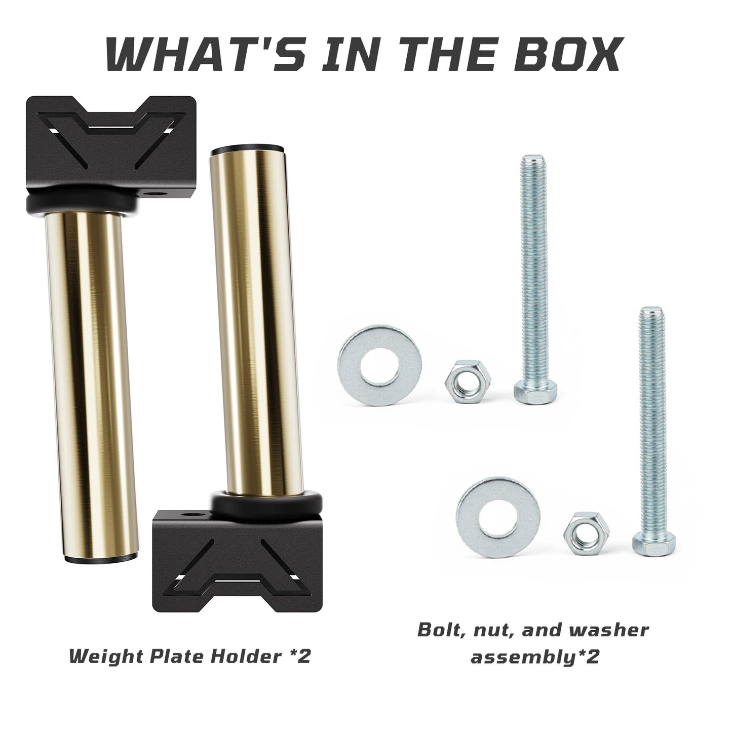 Stainless Steel Sleeve Weight Plate Holder for Power Rack – Choose 2×2 or 3×3 Uprights – Fits 5/8" to 1" Holes – 300lbs Capacity, Heavy-Duty Steel Peg with Stainless Cover, Pair (For 2x2" Rack)