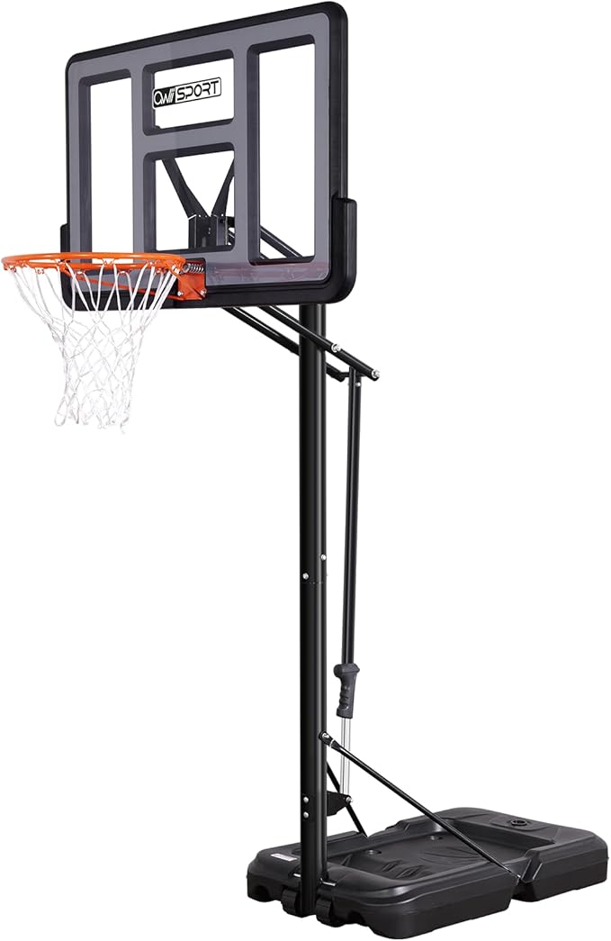 Portable Basketball Hoop Outdoor, 4.8-10FT Height Adjustable Basketball Hoop Goal System with 44/48 Inch Impact Backboard and Portable Wheels for Adults