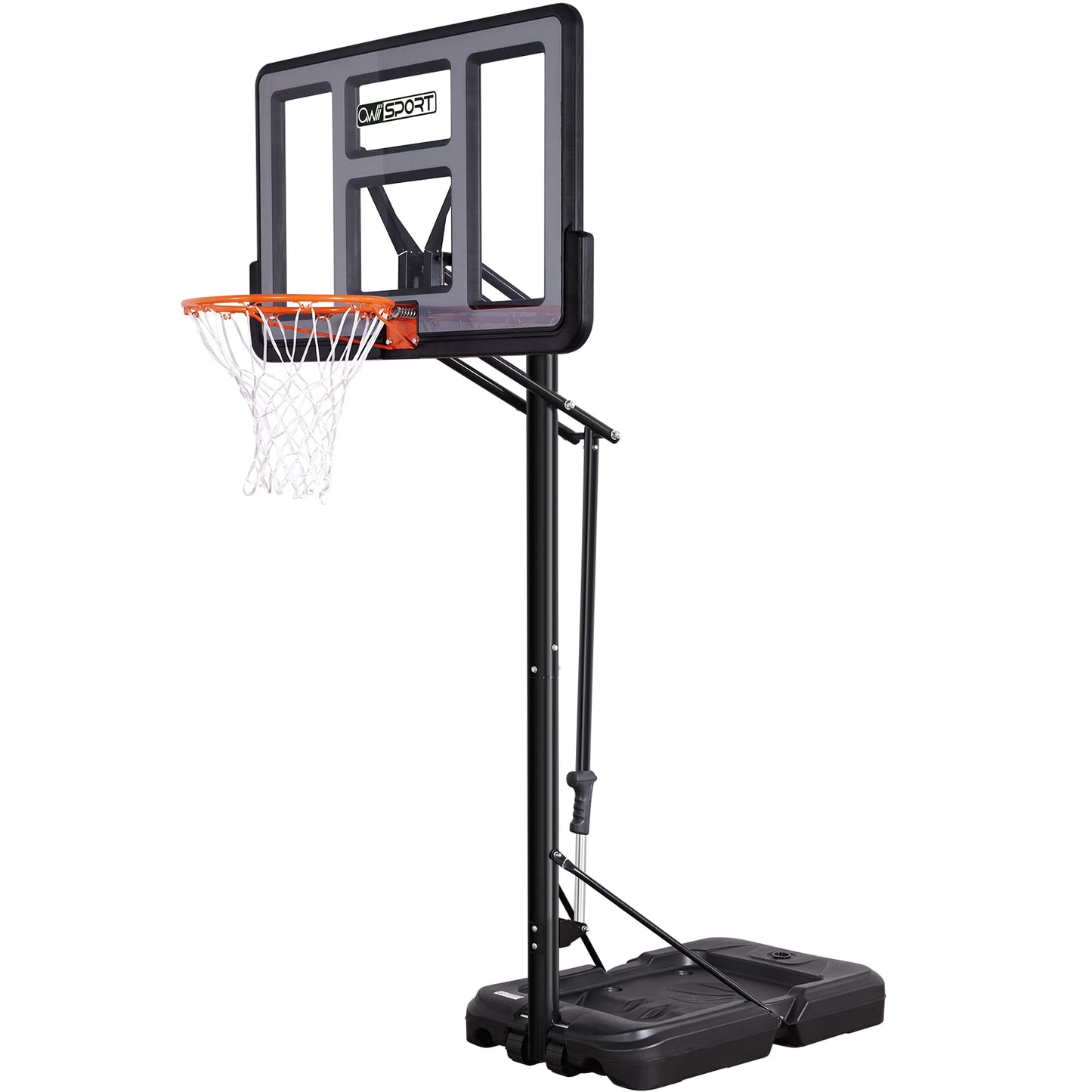 AWII SPORT Basketball Hoop Outdoor Protable 40/44/48 Inch Impact Backboard, 4.8-10FT Height Adjustable Basketball Hoop Goal System with Wheels for Adults