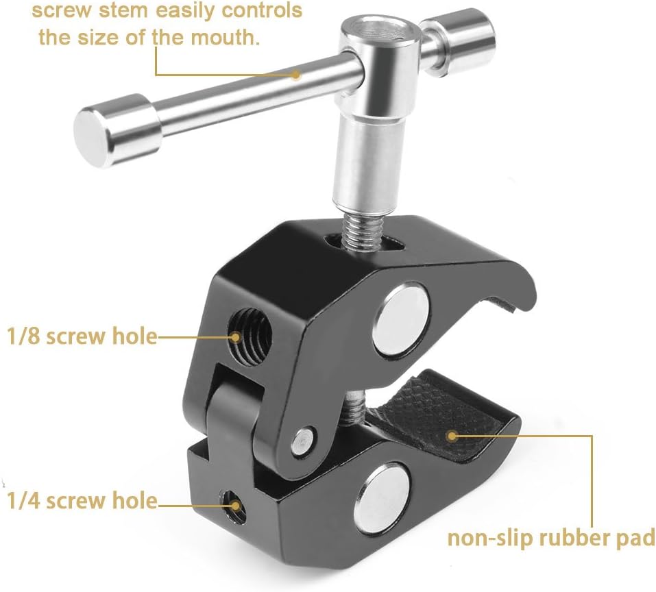KAGYOKU 11" Articulating Magic Friction Arm with Large Super Crab Clamp Mount Clip Pliers for DSLR Camera Monitor LED