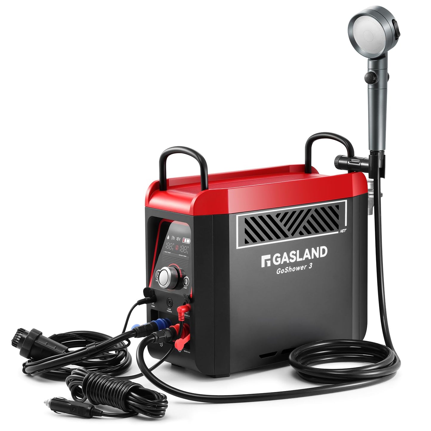 GASLAND Goshower G3Pro 1lb Propane Portbale Water Heater with Pump | 4000mAh Rechargeable Battery | MAX 100mins Shower Time | Outdoor Propane Camping Shower Heater | Overheating Protection