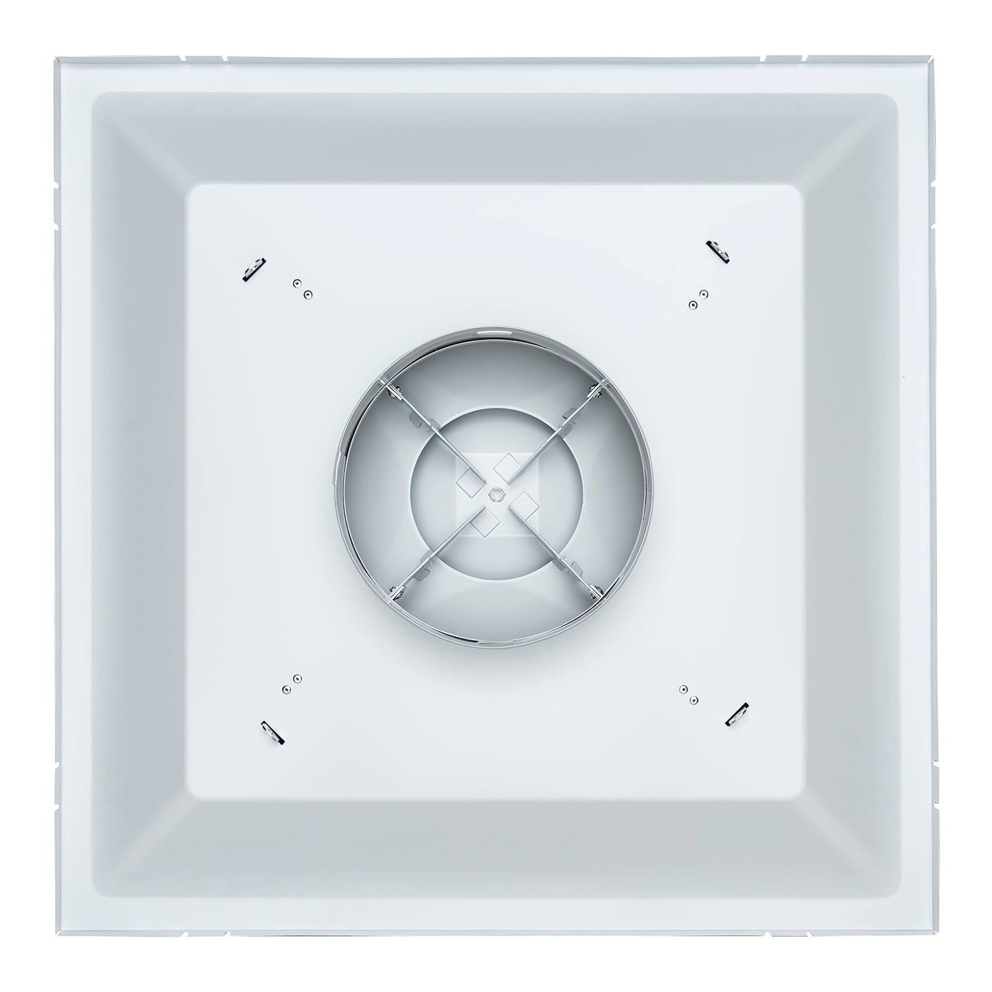 Fits 24x24 Steel T-Bar Drop Ceiling Grid | 2x2 Feet Lay in Steel Air Supply Diffuser with Round 8" [Neck Size] by Handua | 3 Cone | Drop Celing Vent | White | Outer Dimension: 23-3/4" x 23-3/4"