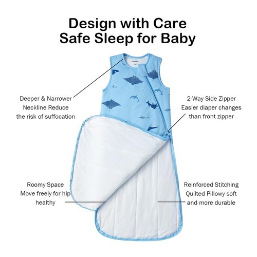 BubblePanda Bamboo Sleep Sack | Soft 1.0 Tog Toddler Sleeping Bag for 6-12 Months with 2-Way Zipper