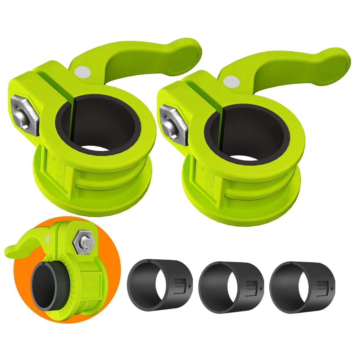 ZY-HUAN mini Barbell Clips 1 inch I Multi-Size Adjustable Barbell Collar I 1 inch Barbell ClampsIQuick Release Weight Clips Pair of Locking for Dumbbell Bar (Green)