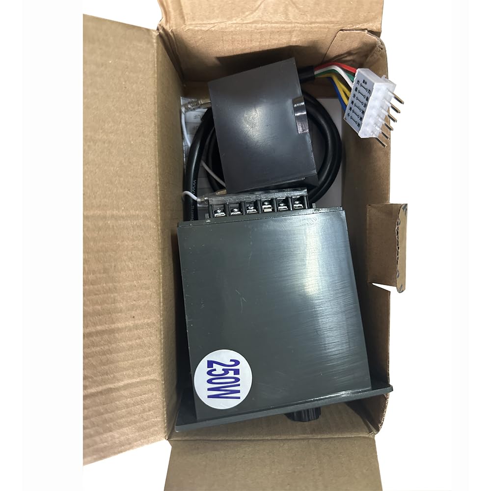 High Torque AC Motor + Speed Controller + Gear Box, 250W Single Phase Electric Motor with Gearbox, Variable Speed Motor, Reversible Gear Motor with Control Box, 110V Geared Motor