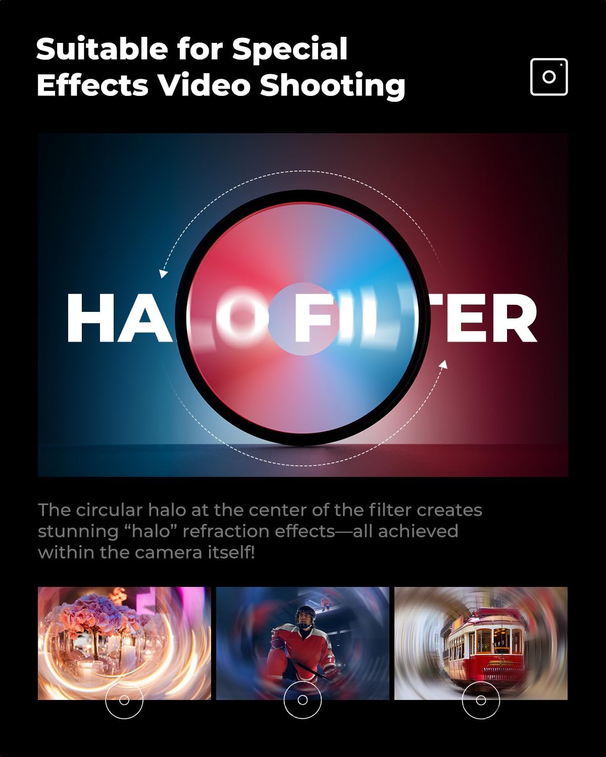 K&F CONCEPT 67mm Spiral Halo Camera Lens Filter, Premium Optical Glass Halo Swirl Special Effect Filter with Cleaning