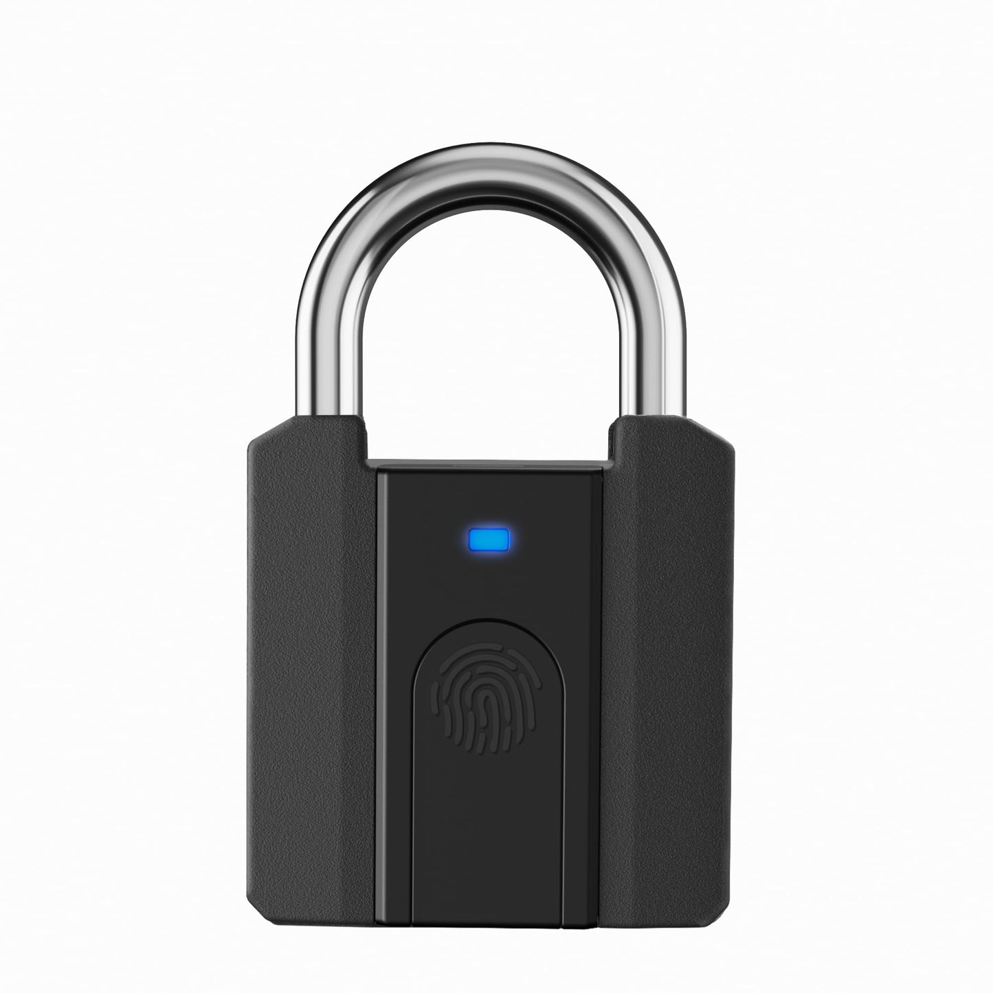 Smart Fingerprint Padlock with Key Backup, Stores 20 Prints, IPX5 Waterproof, Keyless Lock with CR2032 Battery for Gym Locker, Gate, Fence & Shed (Black)
