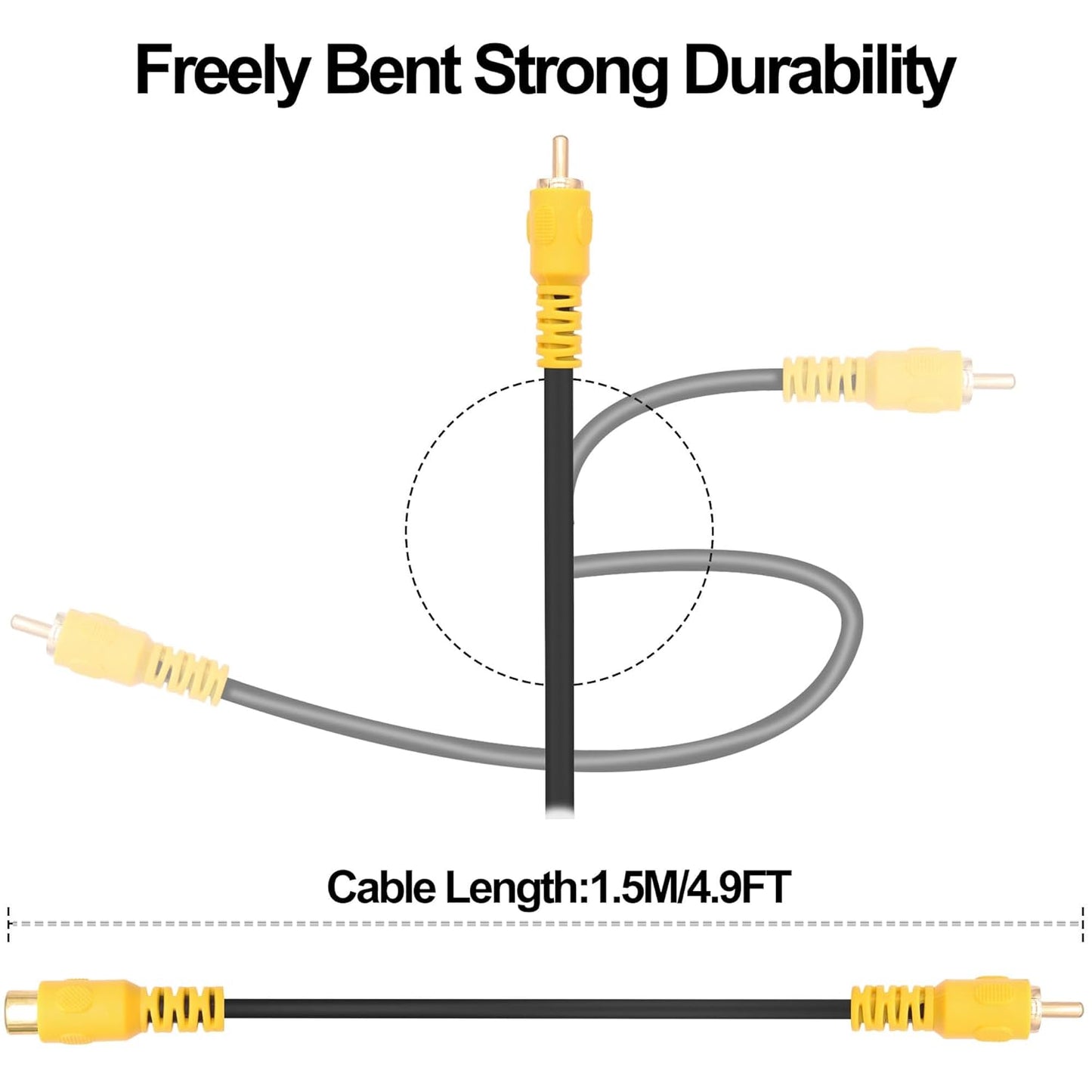 YARCHONN HDTV-1.5M-2pcs RCA Audio Coaxial Cable Adapter RCA Male to Female AV Audio Video Projector Television Cable