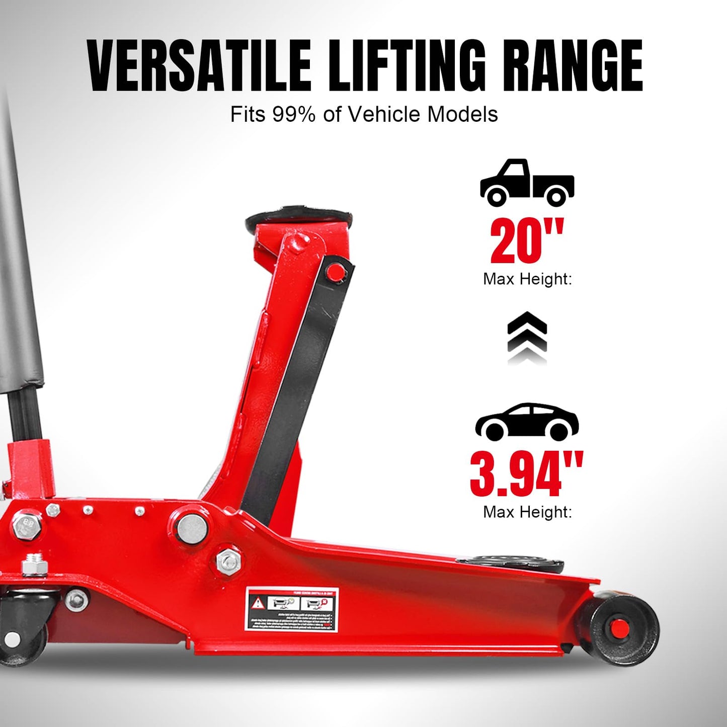 Big RED 4 Ton Low Profile Hydraulic Service Floor Jack, Dual Piston Fast Lift Pump, 8000 lb Heavy Duty Capacity