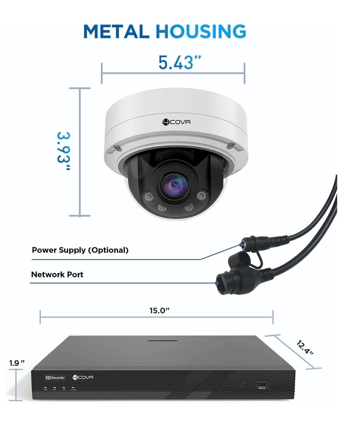 4COVR 4K 16 Channel Security Camera System PoE, 12Pcs IK10 Vandal-Proof 8MP 2.7-13.5mm Dome IP Camera AutoFocus for Business, IP67 Human/Vehicle Detection, 16CH Commercial 4K NVR 4TB HDD, LY57BA8M1612