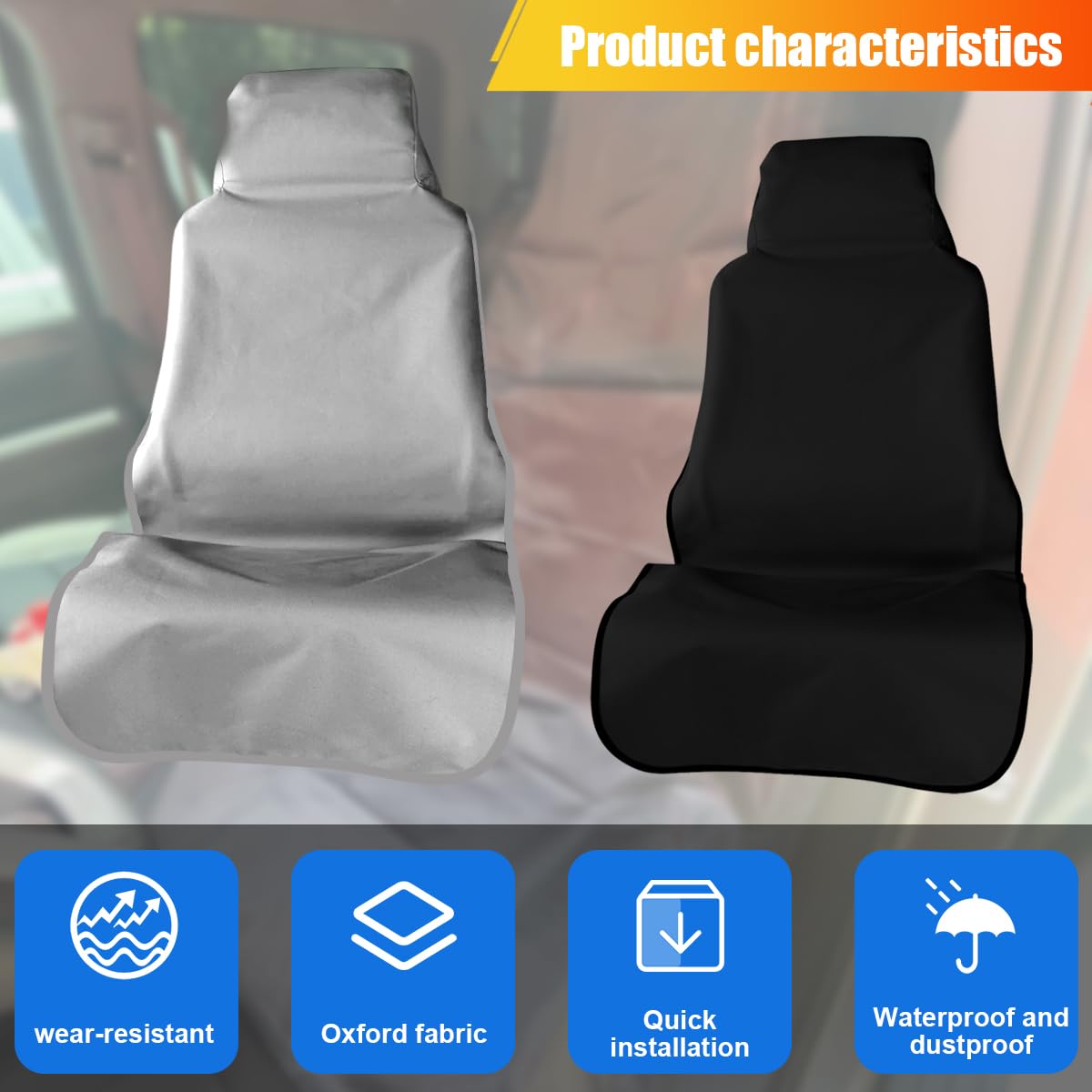 ZIMISI Waterproof Car Seat Cover, Dustproof Sweatproof Car Seat Protector, Washable Bucket Front Seat Covers, Universal Automotive Interior Accessories for Cars, SUVs, Trucks (Black)