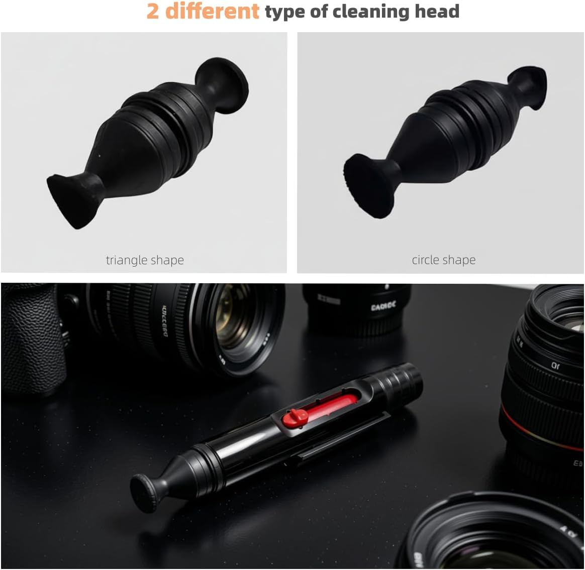SANHOOII 2pcs Lens Cleaning Pen with Carbon Cleaning Head and Brush for DSLR Digital Camera and Drone, Telescope