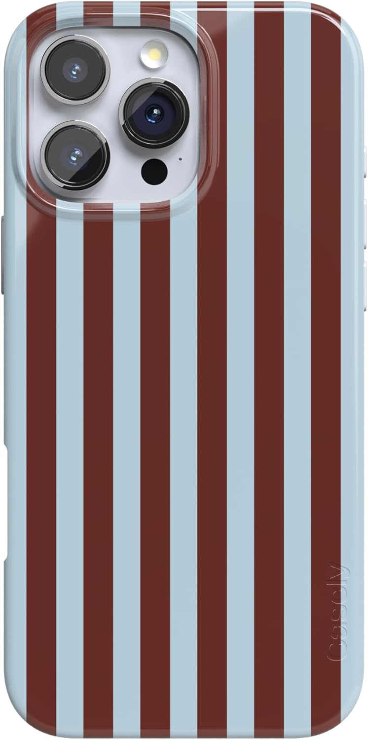 Casely 16 iPhone Pro Case | Sunday in Brooklyn | Blue Stripes | Compatible with MagSafe | Classic Ultra Slim Design
