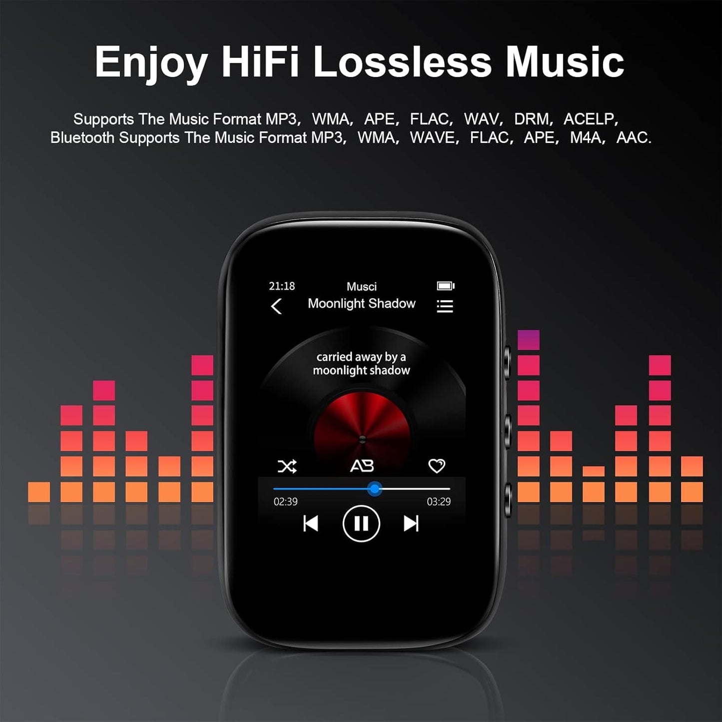 QNGEE 32GB Mp3 512GB Player with Bluetooth Sports Clip-on Music Player Support FM Radio Voice Record E-Book Calendar