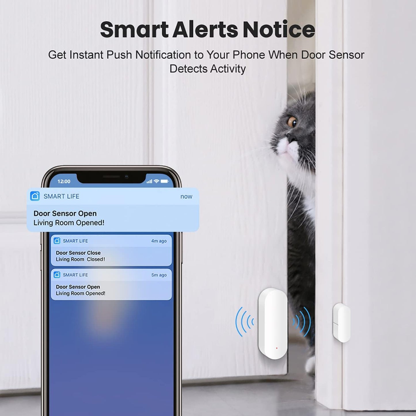 SENCKIT (1pack) WiFi Door Sensor: Smart Door Open/Closed Detectors, Wireless Window Sensor with App Notification Alert