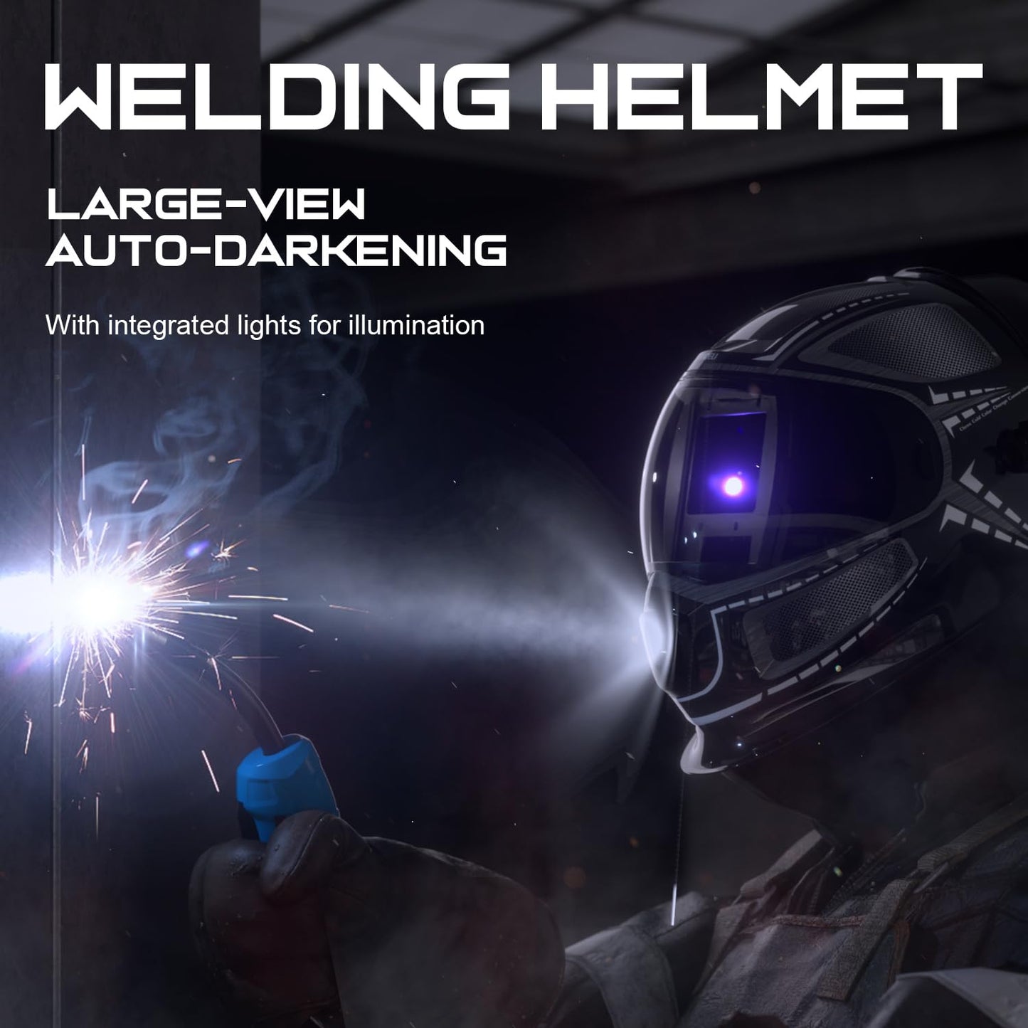 ANDELI Welding Helmet with Respirator,99.95% PAPR Filtration Efficiency Panoramic 180° Large Viewing Powered Air Purifying Respirator Auto Darkening Welding Helmet with Light