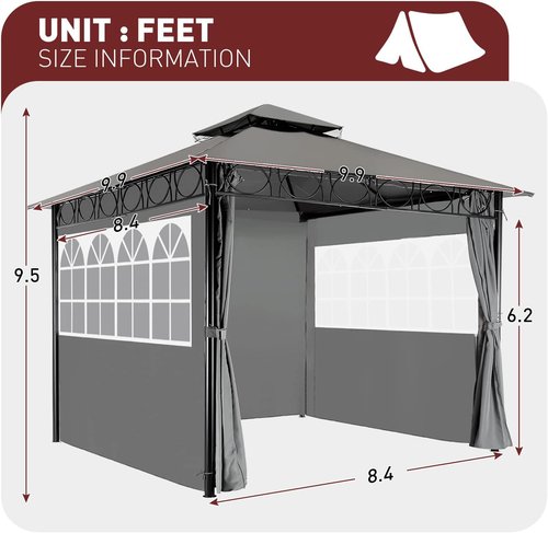 Gazebo | Gazebo Canopy with UV Protection for Outdoor Events - 10'x10', Grey