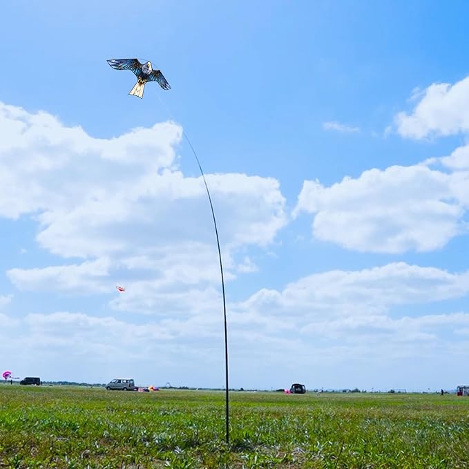 HENGDA KITE Bird Hawk Flying Kite with Pole Crops Farm Protector Bird Scarer Flying Kite with 4m Pole Blue