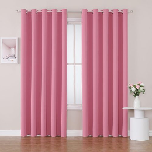 ChrisDowa Blackout Curtains - Extra Wide Thermal Insulated Room Darkening Panels, Pink | 70 x 84 Inch